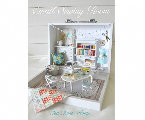 Take a tour of this miniature sewing room