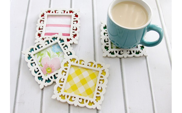 Tutorial: No-sew vintage fabric coasters