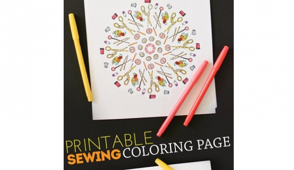 Freebie: Printable sewing coloring page