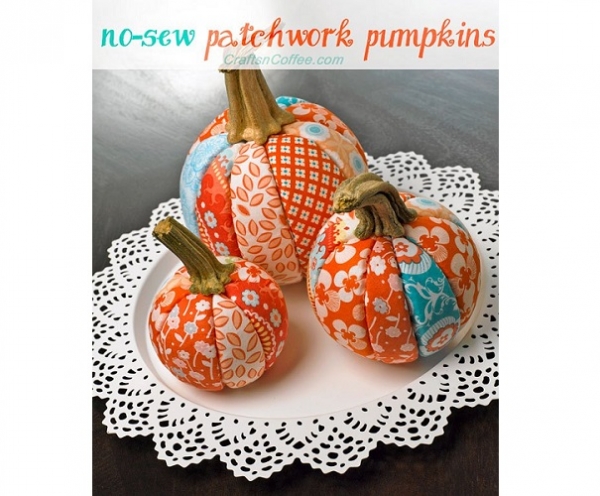 Tutorial: No-sew patchwork pumpkins