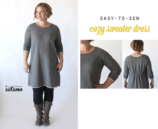 Free pattern: Cozy long sleeved sweater dress