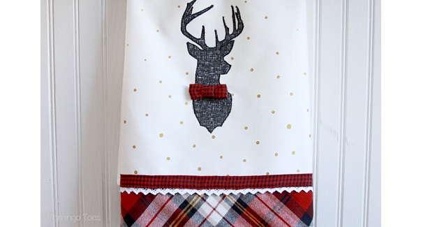 Tutorial: Plaid deer dish towels