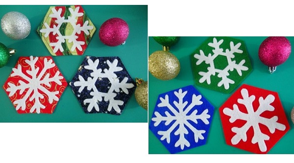 Tutorial: Felt or fabric snowflake Christmas coasters