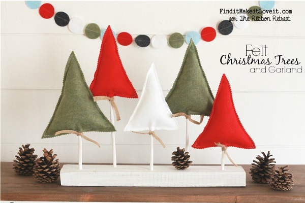 Tutorial: Felt and wood Christmas trees