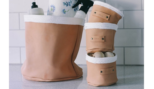 Tutorial: Leather and rope bucket baskets