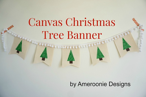 Tutorial: Canvas and pom pom Christmas tree banner