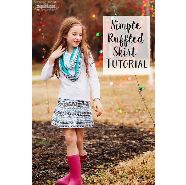 Tutorial: Easy ruffle hem knit skirt for girls