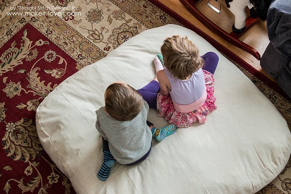 Tutorial: Dropcloth floor cushion stuffed with fabric scraps