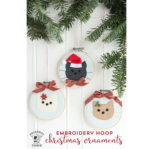 Tutorial: Embroidery hoop cat Christmas ornaments