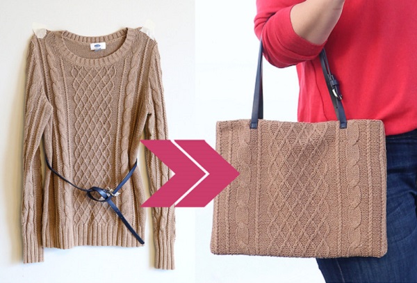 Tutorial: Easy upcycled sweater laptop tote