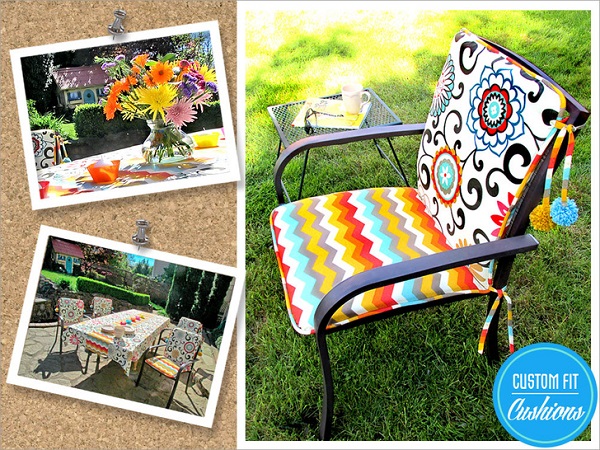 Tutorial: Patio chair cushions with pom poms