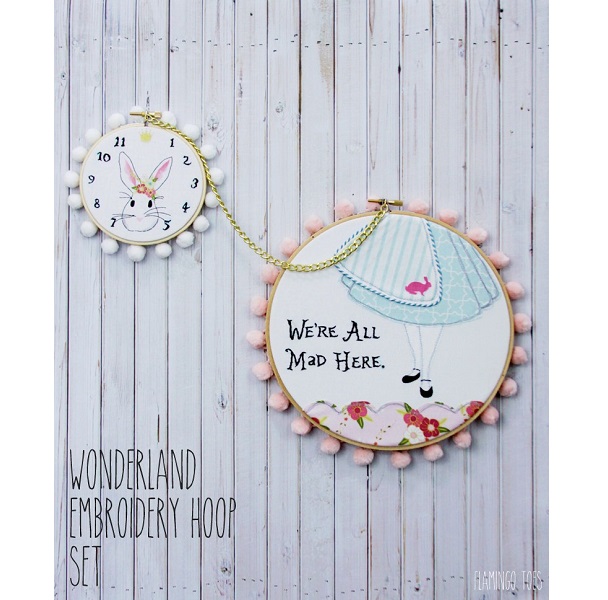 Free pattern: Alice in Wonderland embroidery hoop set