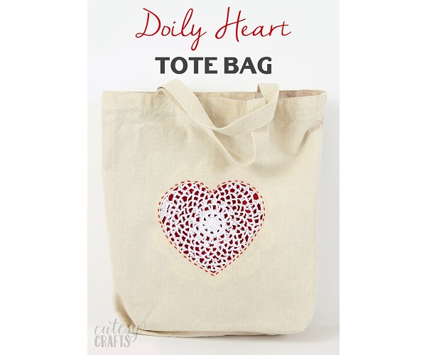 Tutorial: Doily heart tote bag