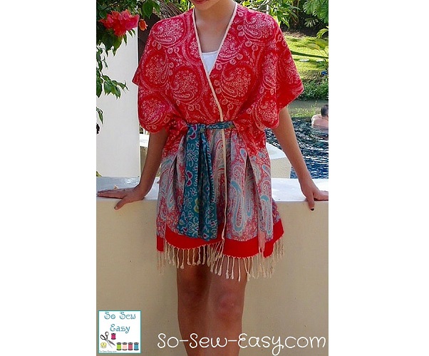 Tutorial: Swim cover-up or kimono top from a scarf