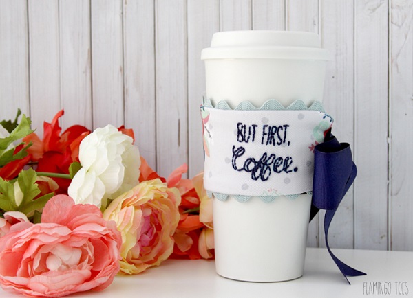 Free pattern: Embroidered coffee mug cozy 