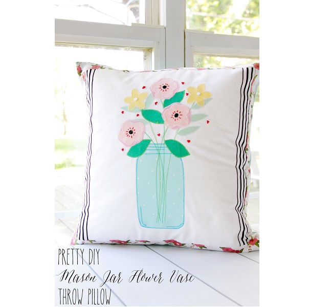 Free pattern: Mason jar flower vase pillow