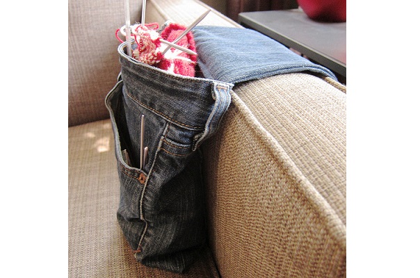 Tutorial: Recycled jeans armrest project bag