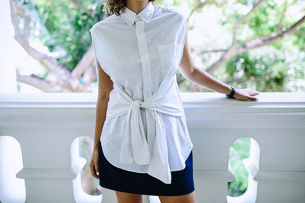 Tutorial: Make this tie-front blouse from a man's button-up shirt