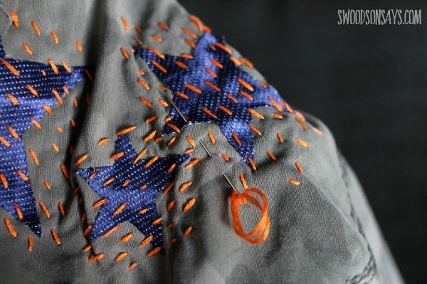 Tutorial: Sashiko stitch and applique to mend a hole