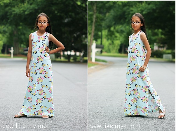 Tutorial: Make a girls summer maxi dress from a t-shirt pattern