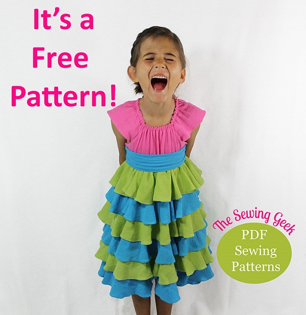 Free pattern: Little girl's ruffled peasant dress