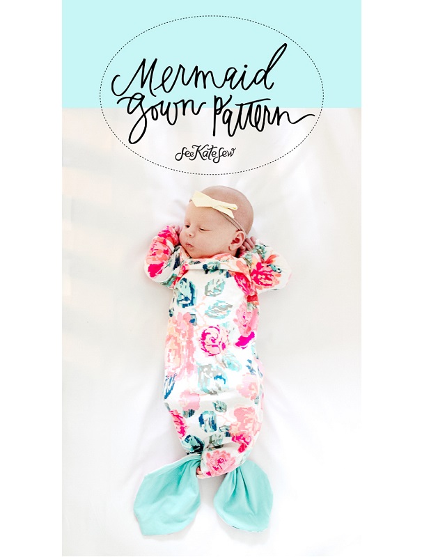 Free pattern: Knotted mermaid tail baby gown