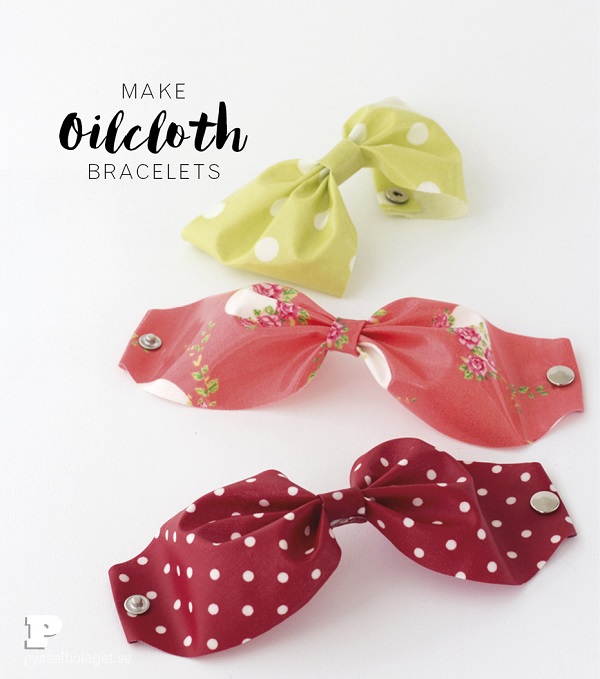 Tutorial: No-sew oilcloth bow bracelets