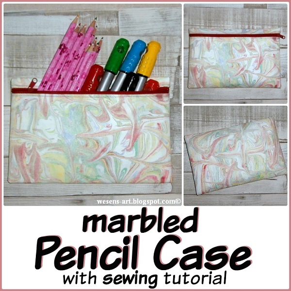 Tutorial: Marbled pencil pouch