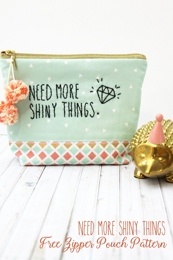 Free pattern: Need More Shiny Things zip pouch