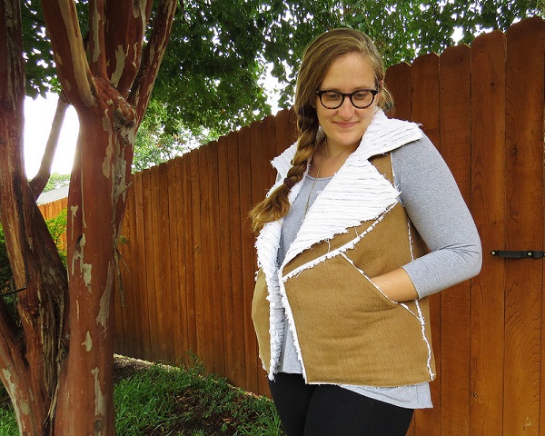 Tutorial: Faux shearling vest from old jeans