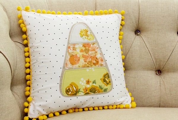 Free pattern: Candy corn applique Halloween pillow