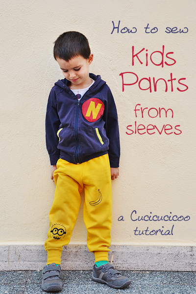 Tutorial: Make kids pants from sweatshirt sleeves