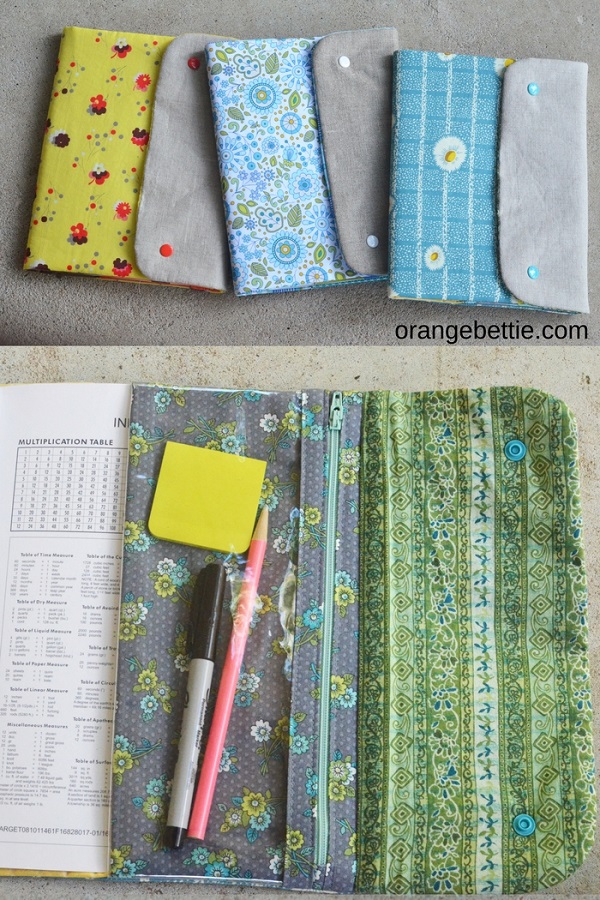 Tutorial: Composition book cover with a clear vinyl pencil pouch