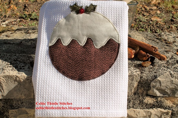 Tutorial: Figgy pudding appliqued tea towel