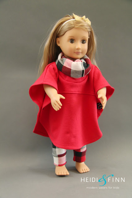 Free pattern: Hooded or cowl poncho cape for an 18" doll