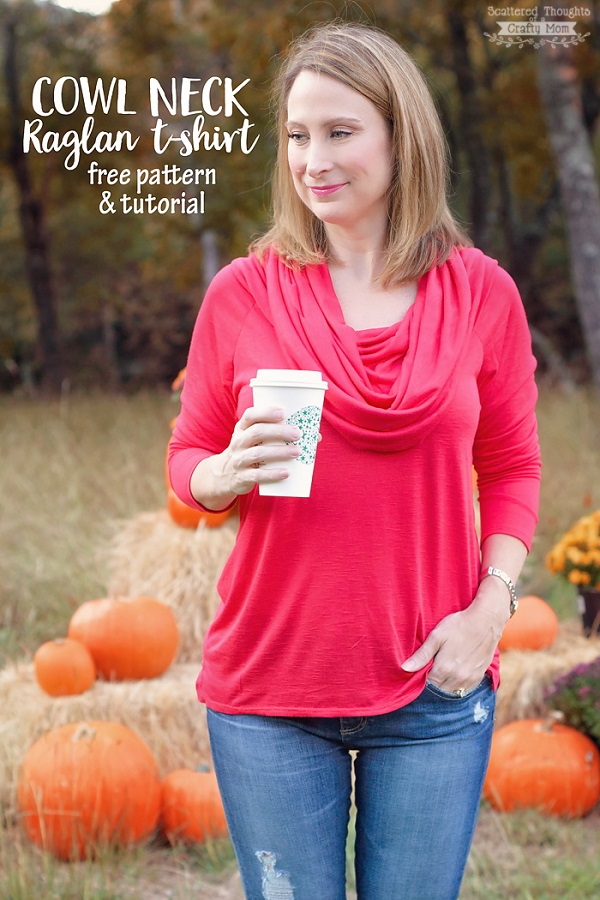 Free pattern: Cowl neck raglan t-shirt