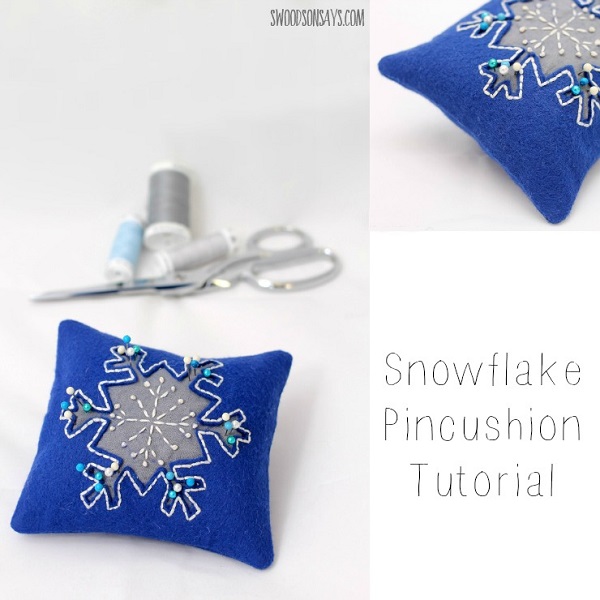 Tutorial: Reverse applique snowflake pincushion