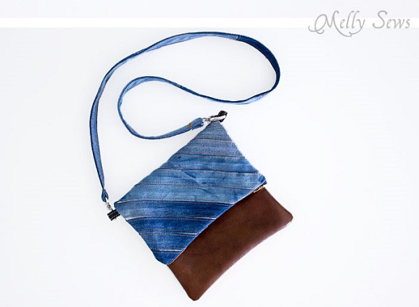 Tutorial: Upcycled denim and leather fold over clutch