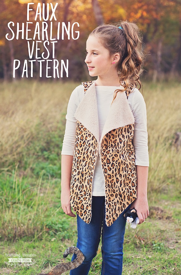 Free pattern: Girls faux shearling vest