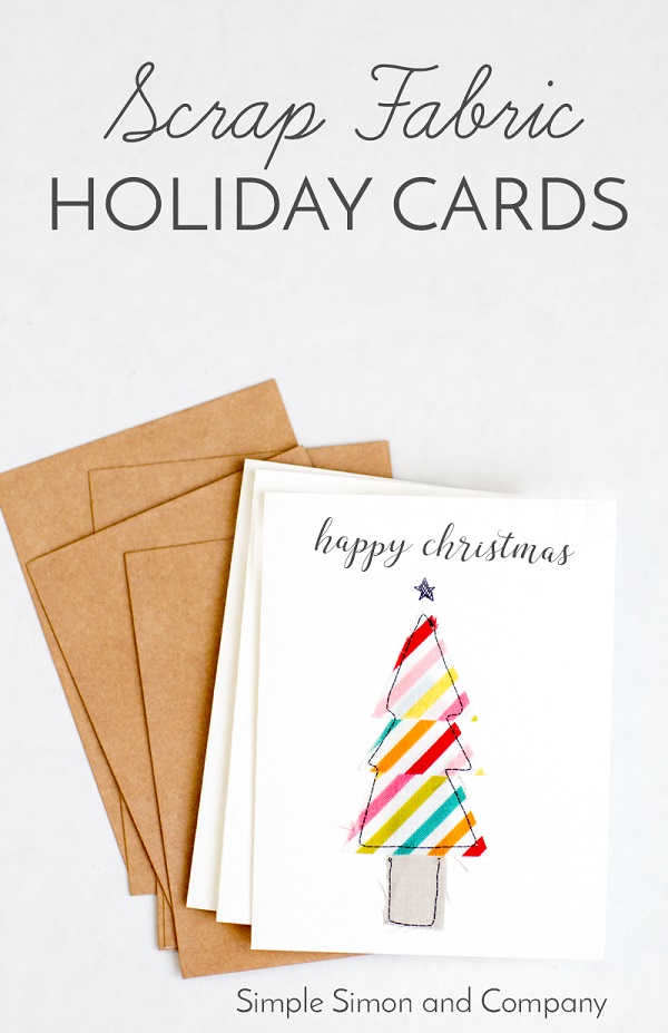 Tutorial: Scrap fabric Christmas cards