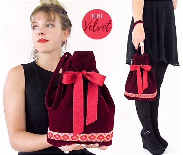 Free pattern: Velvet evening bag with wrist strap