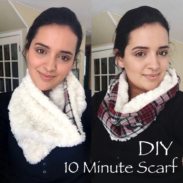 Tutorial: 10 minute Minky lined cowl scarf