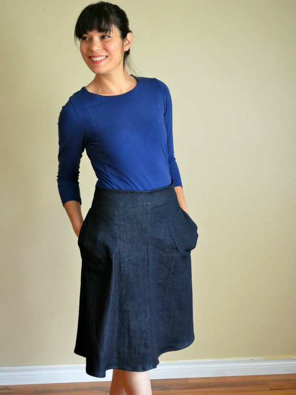 Free pattern: A-line skirt with wide tie waistband