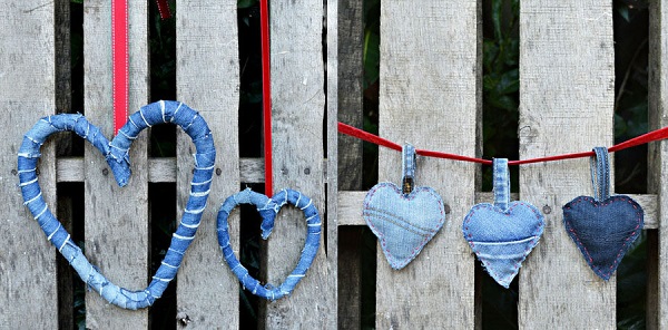 Tutorial: Recycled denim hearts 2 ways