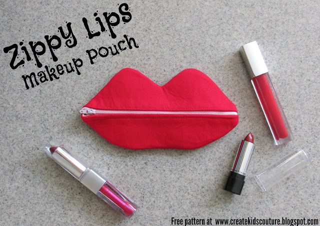 Free pattern: Zippy Lips zipper pouch