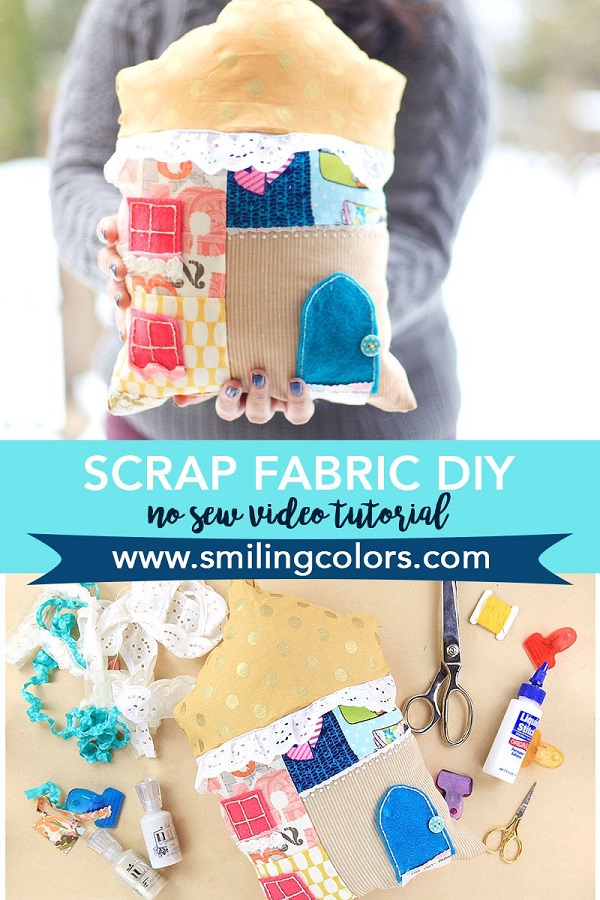 Video tutorial: No-sew scrap fabric house pillow