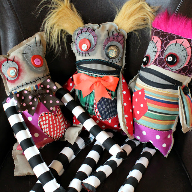 Tutorial: No-sew scrap fabric monster dolls