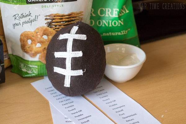 Tutorial: Mini felt football softie, plus a free printable family game