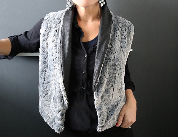 Tutorial: Reversible faux fur shawl collar vest