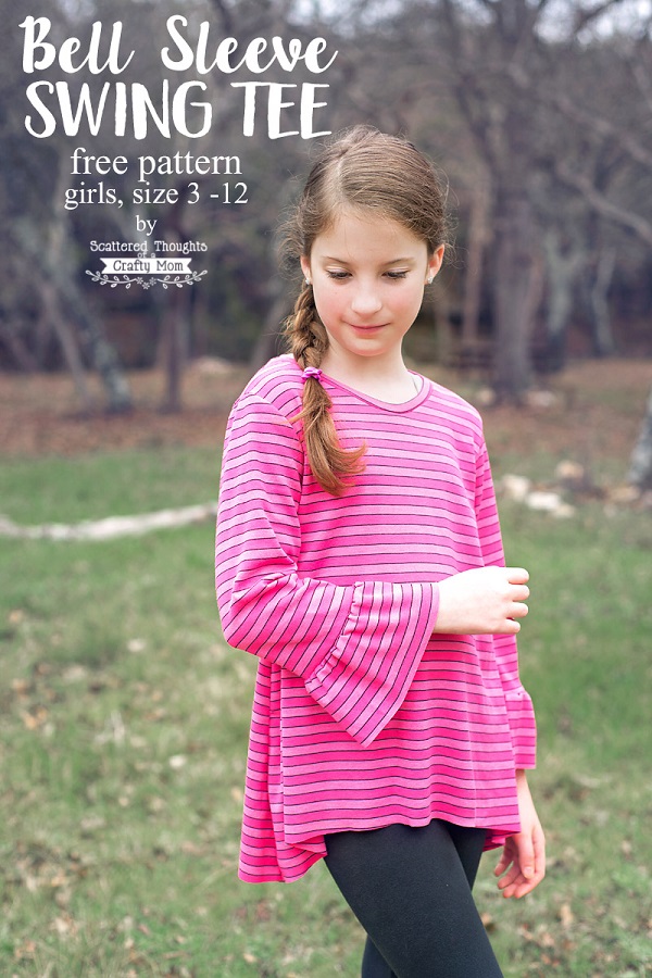 Free pattern: Bell sleeve swing tee for girls